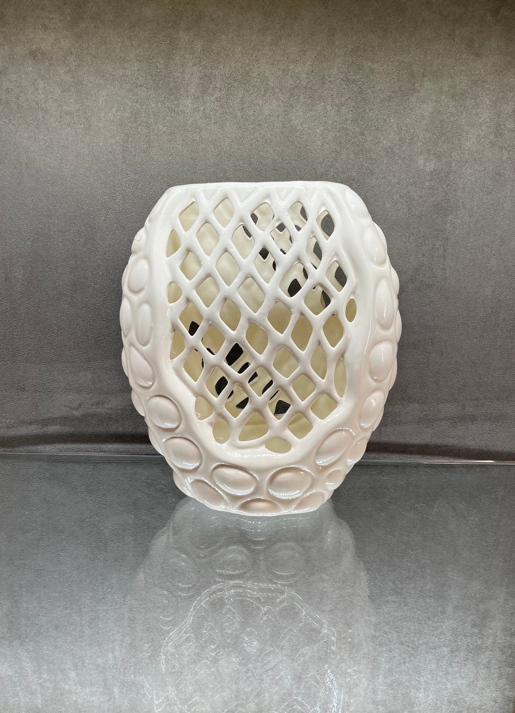 White Ceramic Flower Vase - HighTouch 