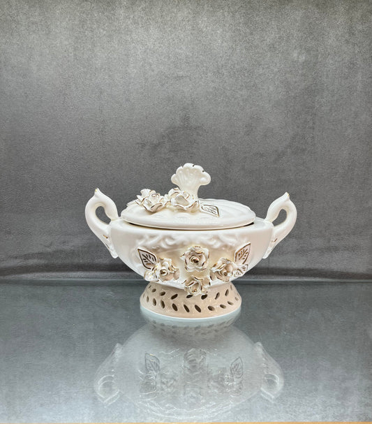 White Ceramic Lidded Pot - HighTouch 