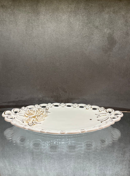 White ceramic Flower Tray - HighTouch 