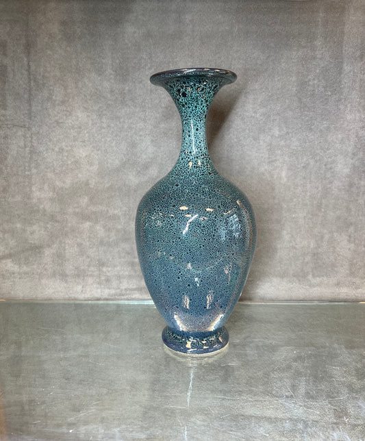 Glazed Blue Trumpet Vase