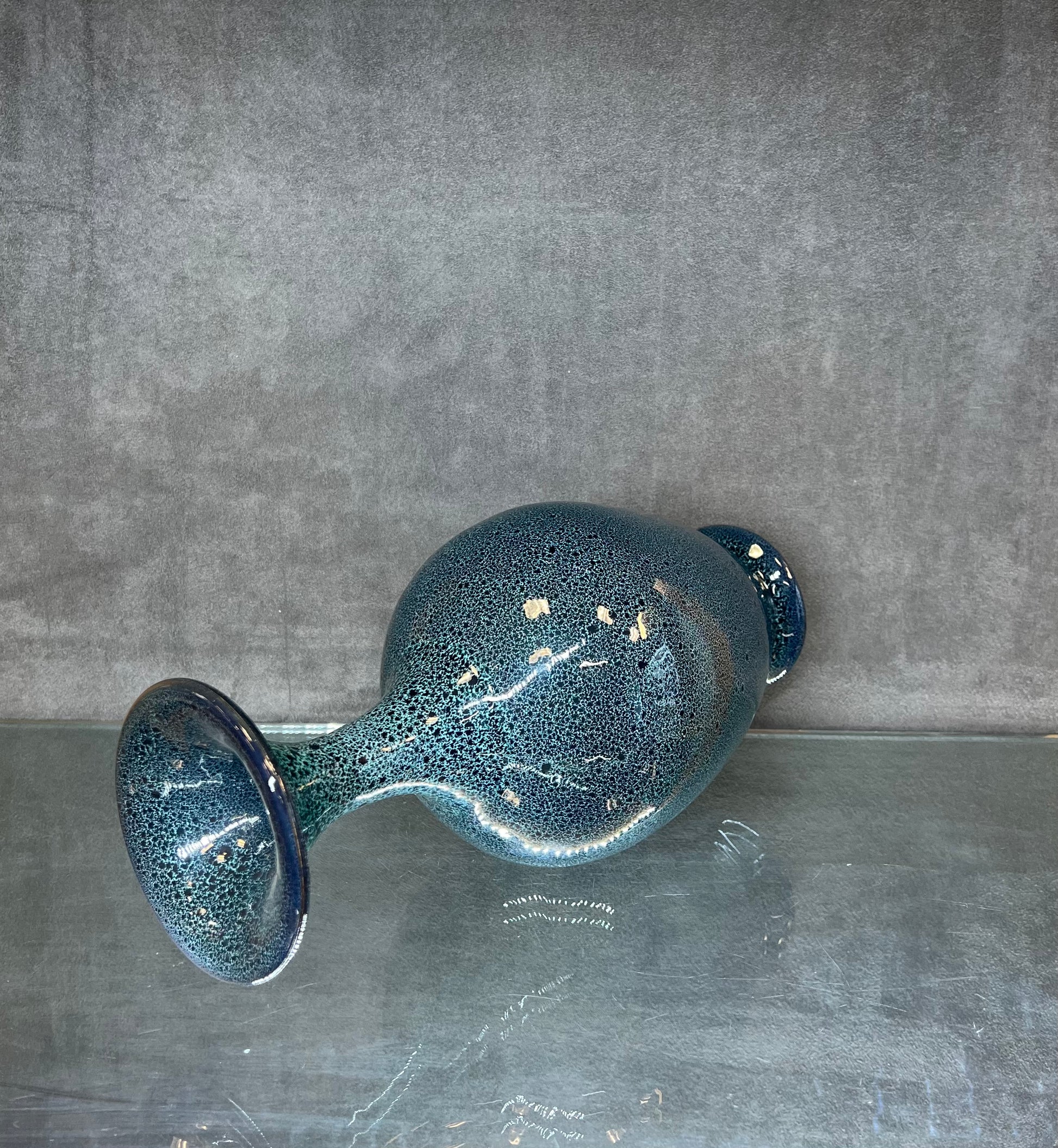 Glazed Blue Trumpet Vase - HighTouch 