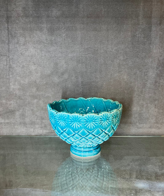 Glazed Blue Craved Flower Vase