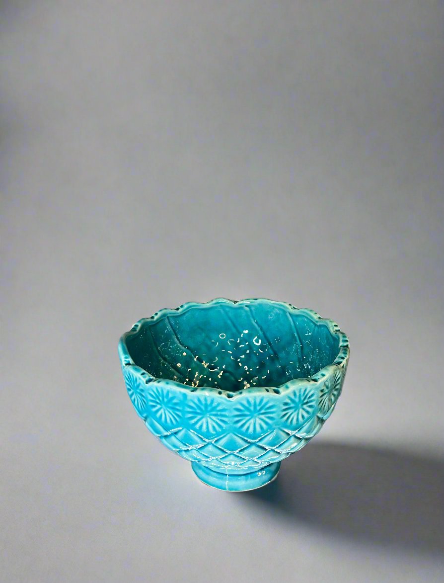 Glazed Blue Craved Flower Vase - HighTouch 