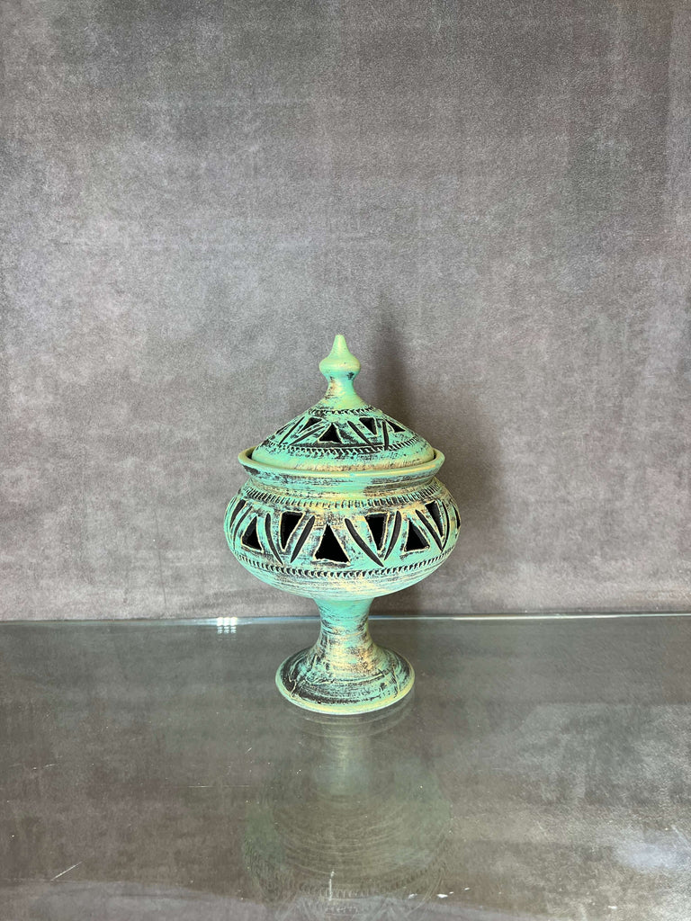 Sea Green Lidded Jar/Candy Dish - HighTouch 