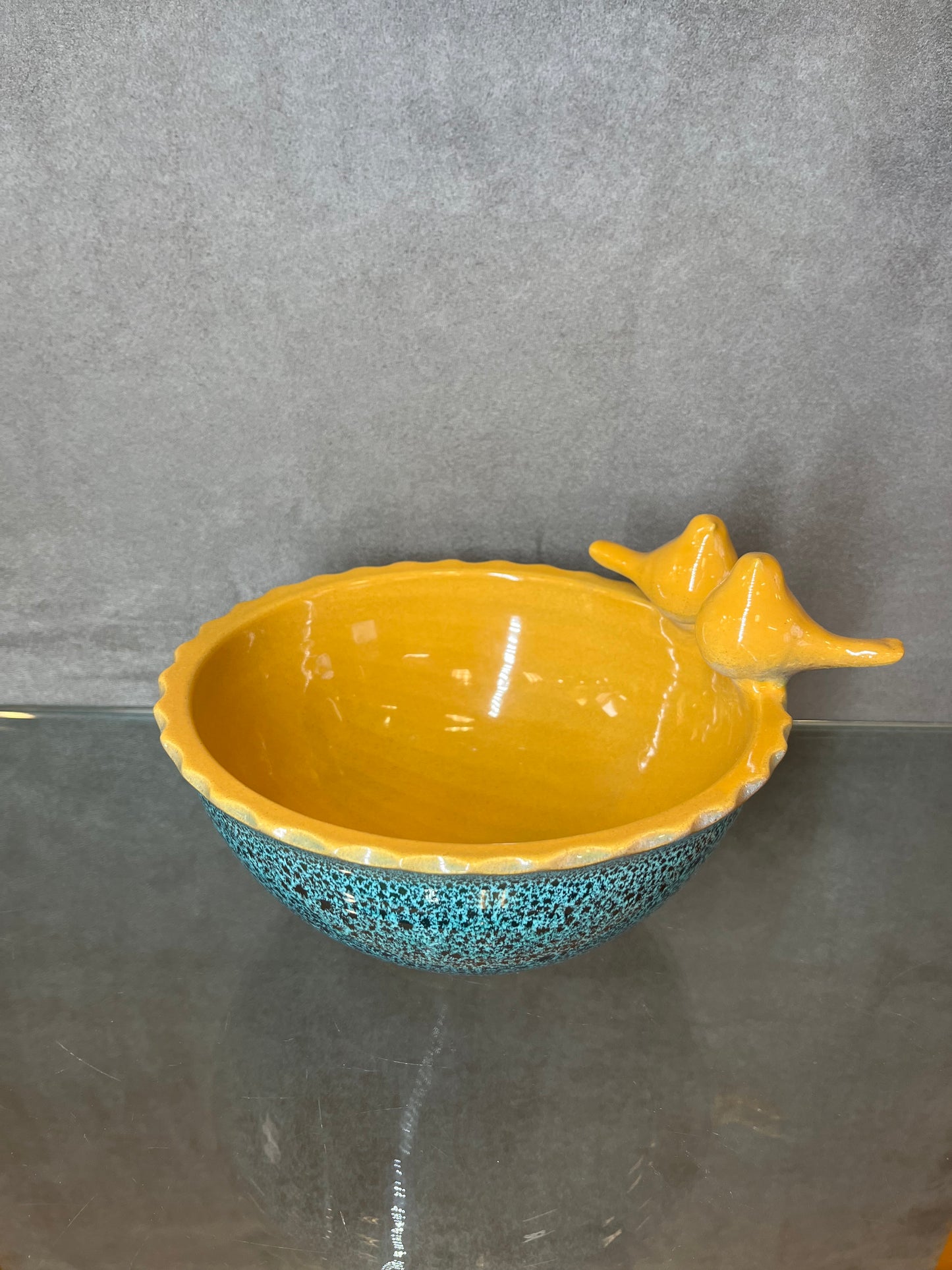 Glazed Ceramic Love Bird Bowl