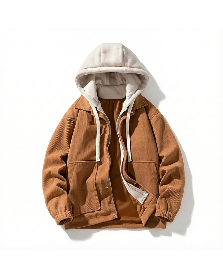 Men's Insulated Corduroy Jacket with Hood