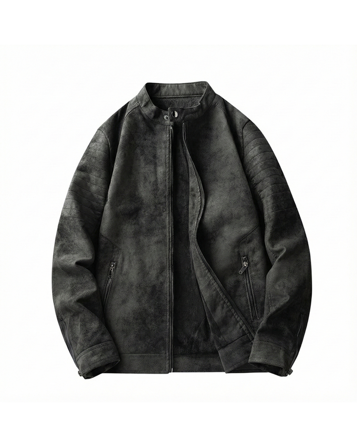 Men's Suede-Style Moto Jacket – Quilted & Warm