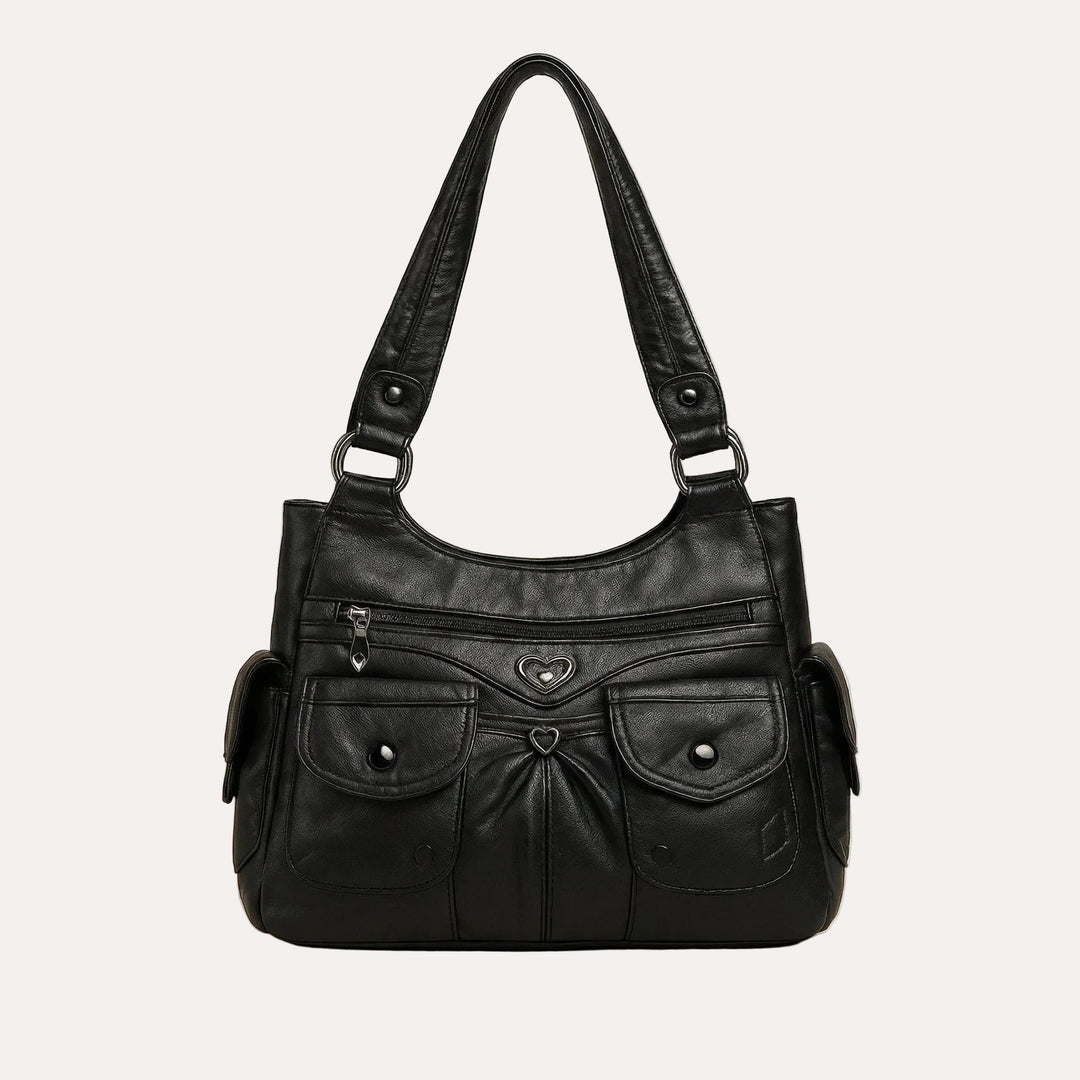 Louise Shoulder Bag - Multi-Pocket PU Leather Everyday Bag