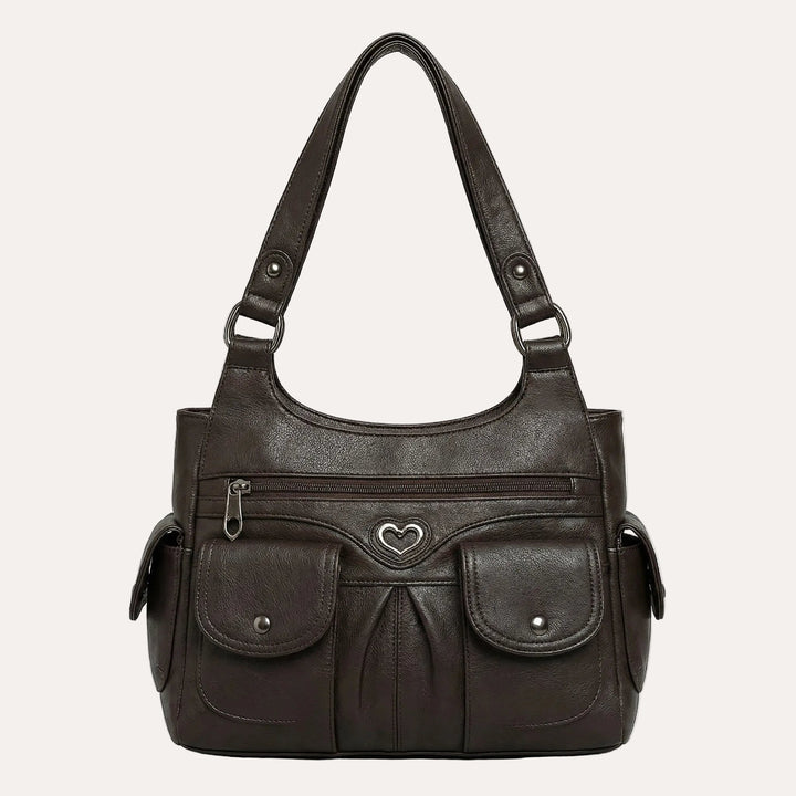 Louise Shoulder Bag - Multi-Pocket PU Leather Everyday Bag