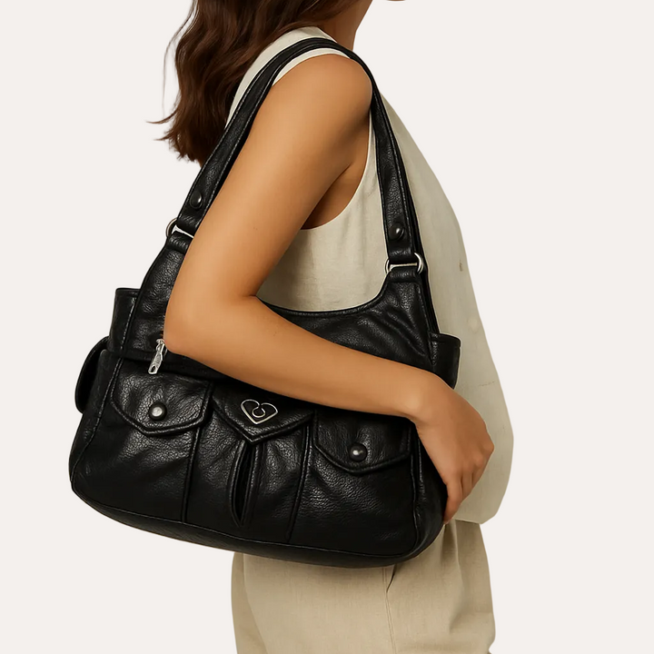 Louise Shoulder Bag - Multi-Pocket PU Leather Everyday Bag