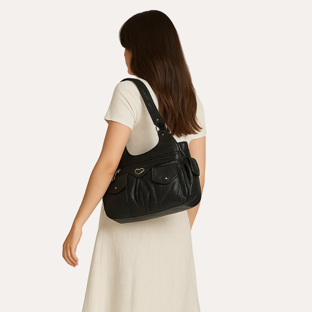 Louise Shoulder Bag - Multi-Pocket PU Leather Everyday Bag