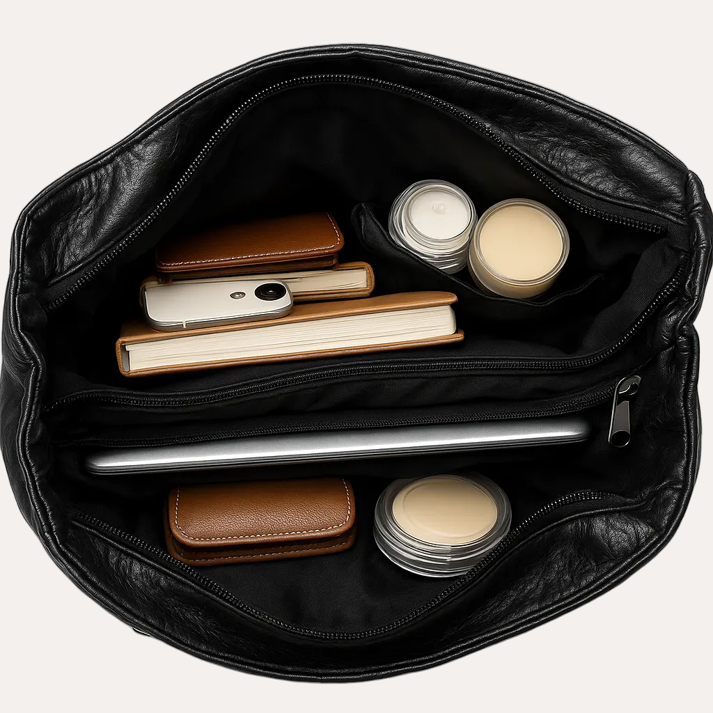 Louise Shoulder Bag - Multi-Pocket PU Leather Everyday Bag
