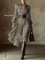 Women's Vintage Rhombus Print Dress Short Sleeve A-Line Casual