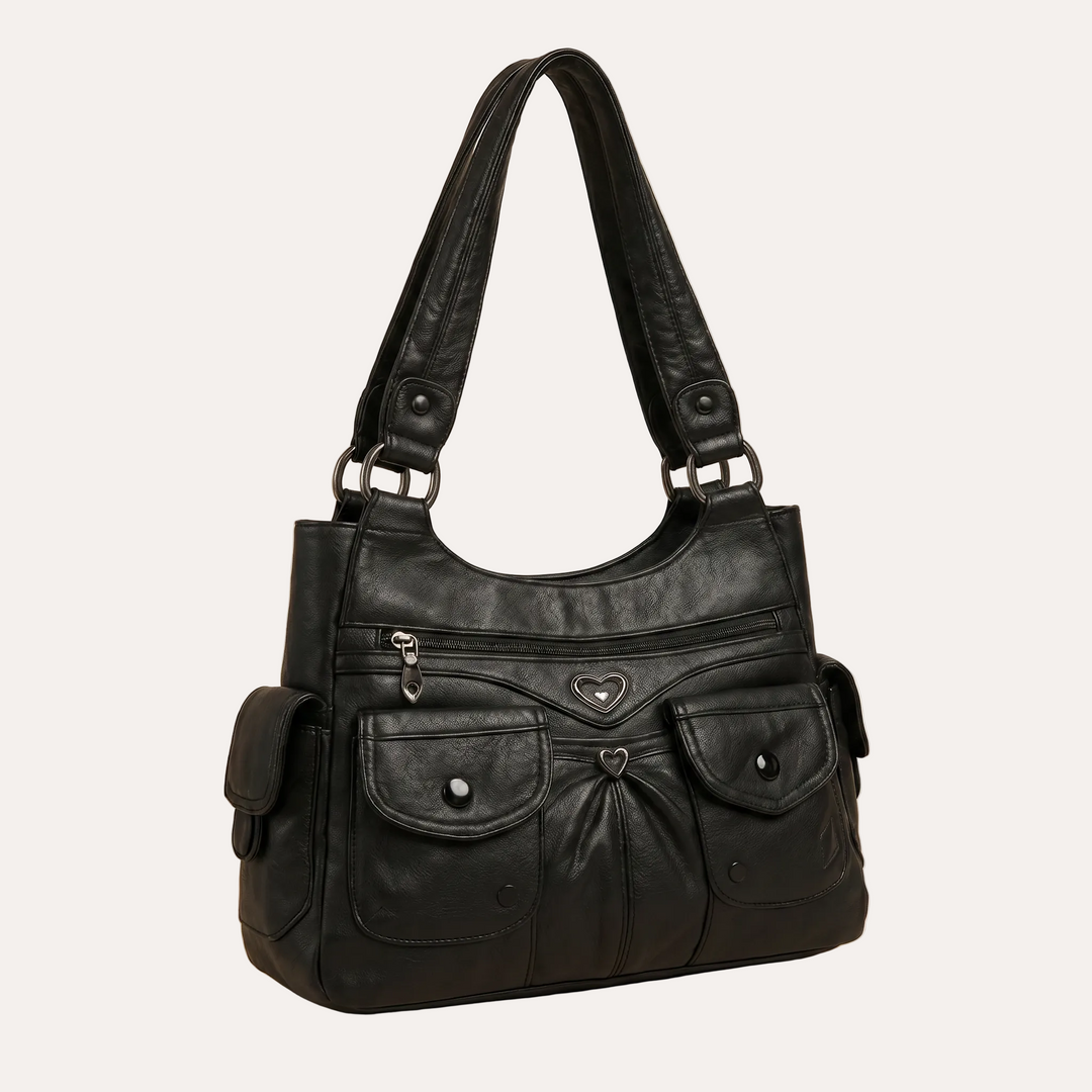 Louise Shoulder Bag - Multi-Pocket PU Leather Everyday Bag