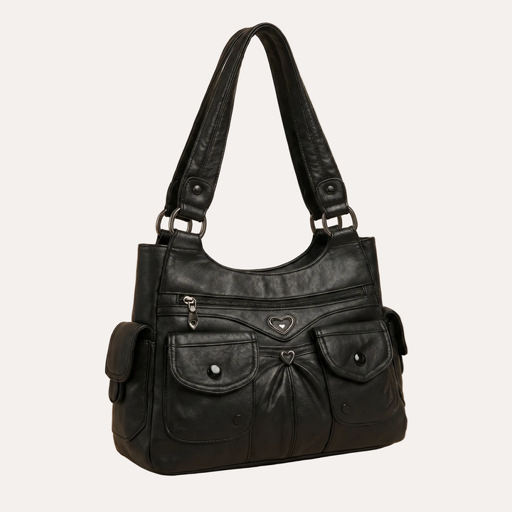 Louise Shoulder Bag - Multi-Pocket PU Leather Everyday Bag