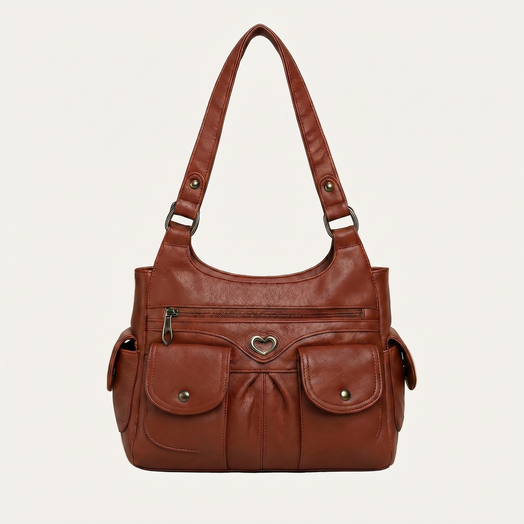 Louise Shoulder Bag - Multi-Pocket PU Leather Everyday Bag