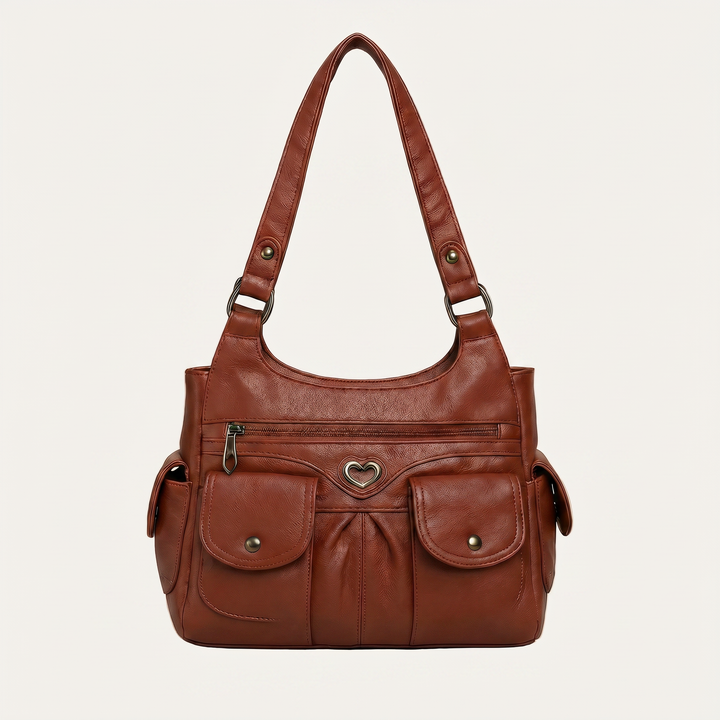 Louise Shoulder Bag - Multi-Pocket PU Leather Everyday Bag