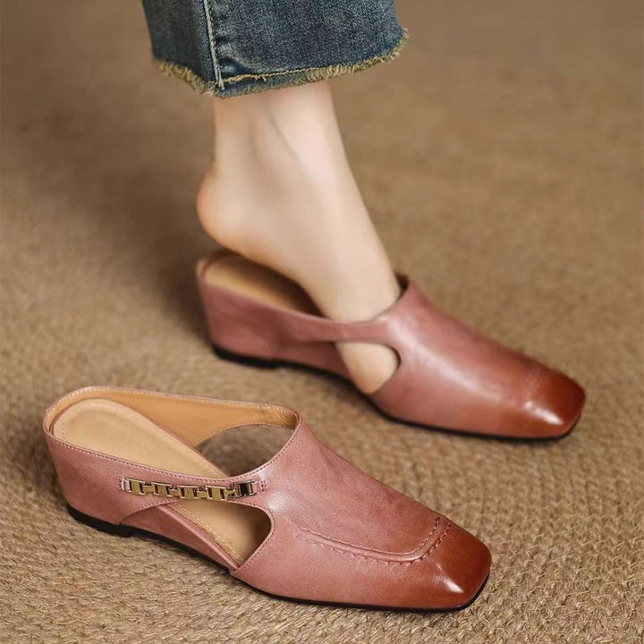 Women's Square Toe Mule Shoes Slip-On Dressy Sandals