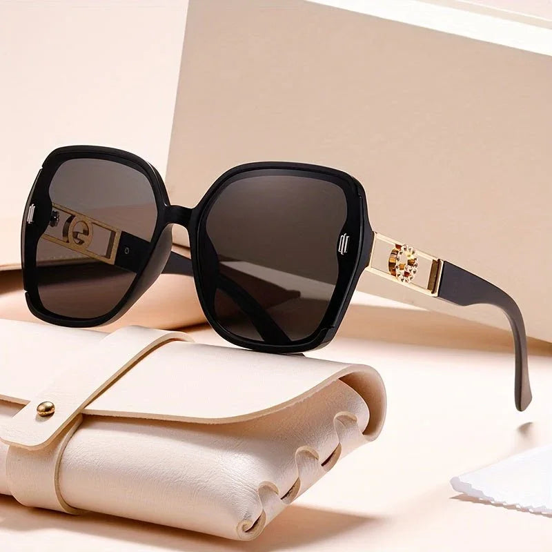 Women's UV400 Oversized Square Sunglasses – Crystal Gold