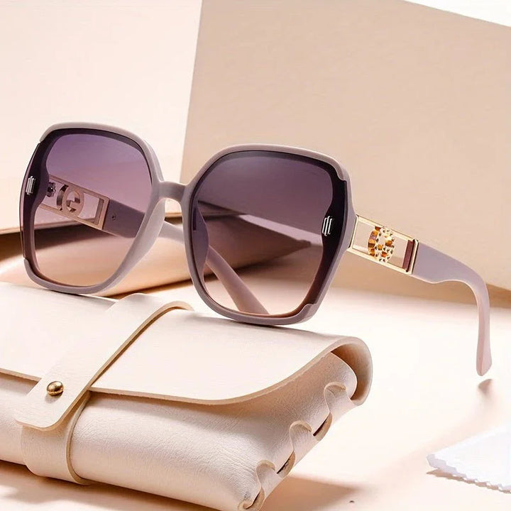 Women's UV400 Oversized Square Sunglasses – Crystal Gold