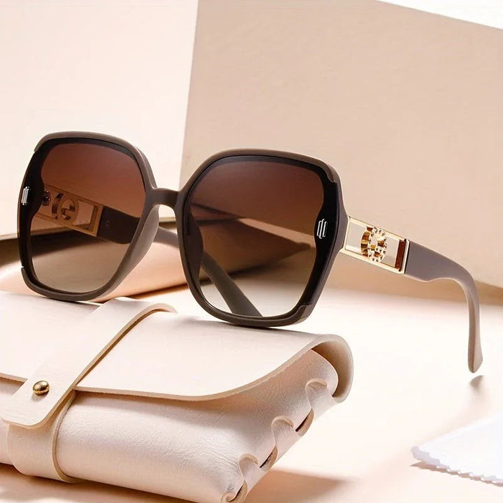 Women's UV400 Oversized Square Sunglasses – Crystal Gold