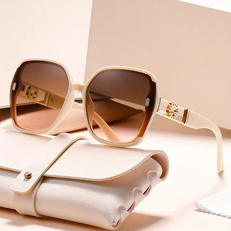 Women's UV400 Oversized Square Sunglasses – Crystal Gold