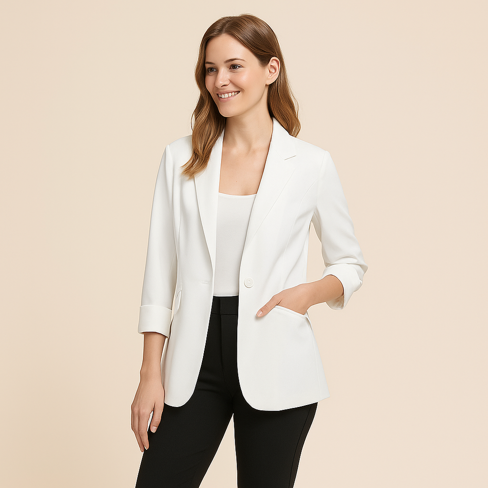 Women’s Matte Finish 3/4-Sleeve Blazer-HighTouch