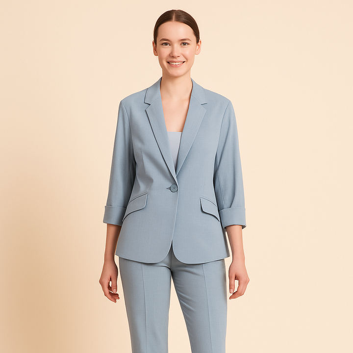 Women’s Matte Finish 3/4-Sleeve Blazer-HighTouch