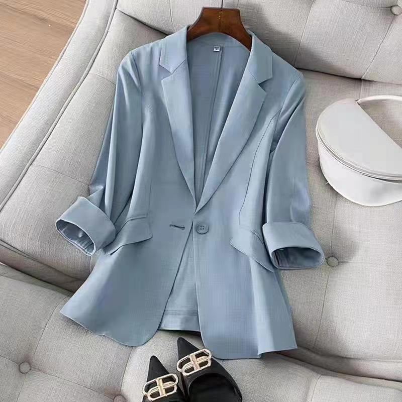 Women’s Matte Finish 3/4-Sleeve Blazer-HighTouch