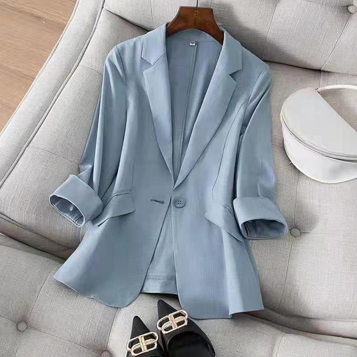 Women’s Matte Finish 3/4-Sleeve Blazer-HighTouch
