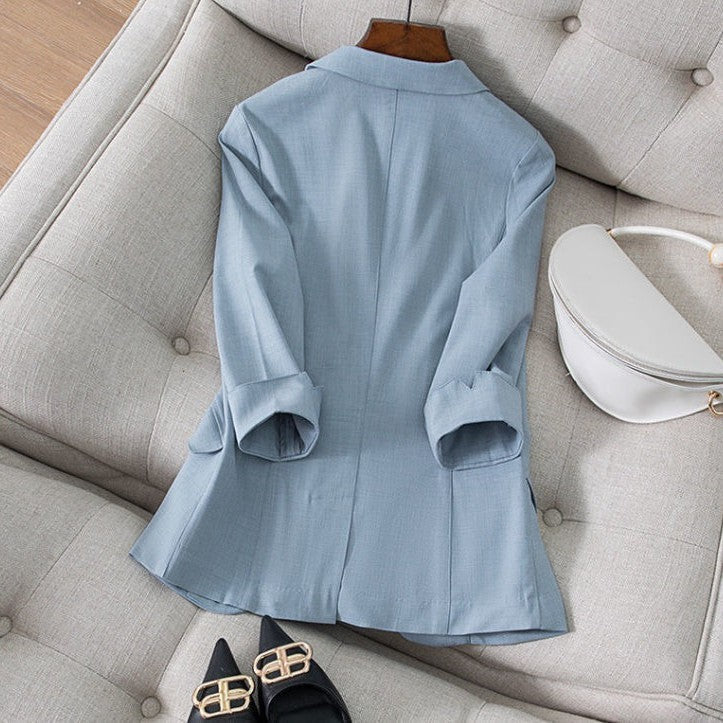 Women’s Matte Finish 3/4-Sleeve Blazer-HighTouch