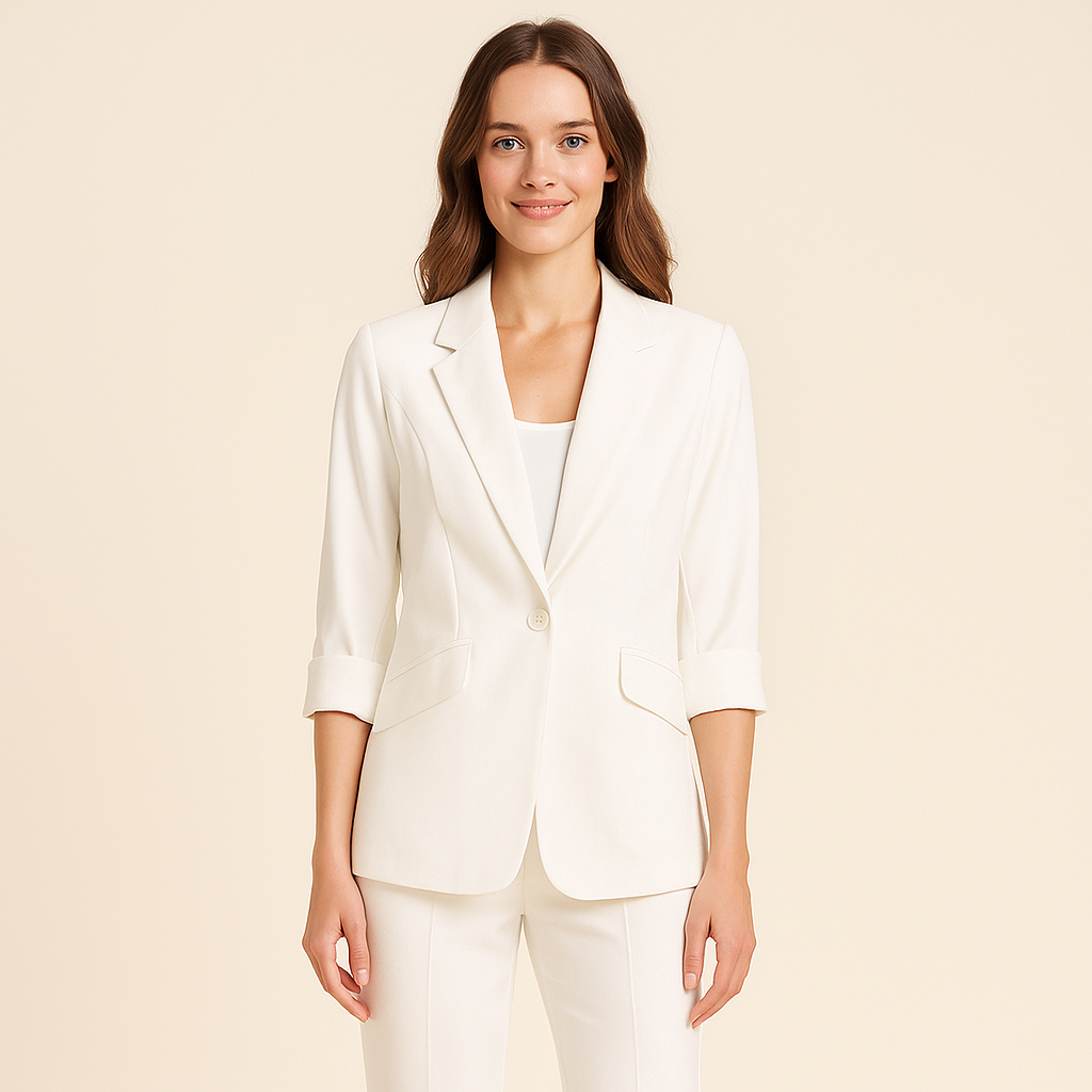 Women’s Matte Finish 3/4-Sleeve Blazer-HighTouch