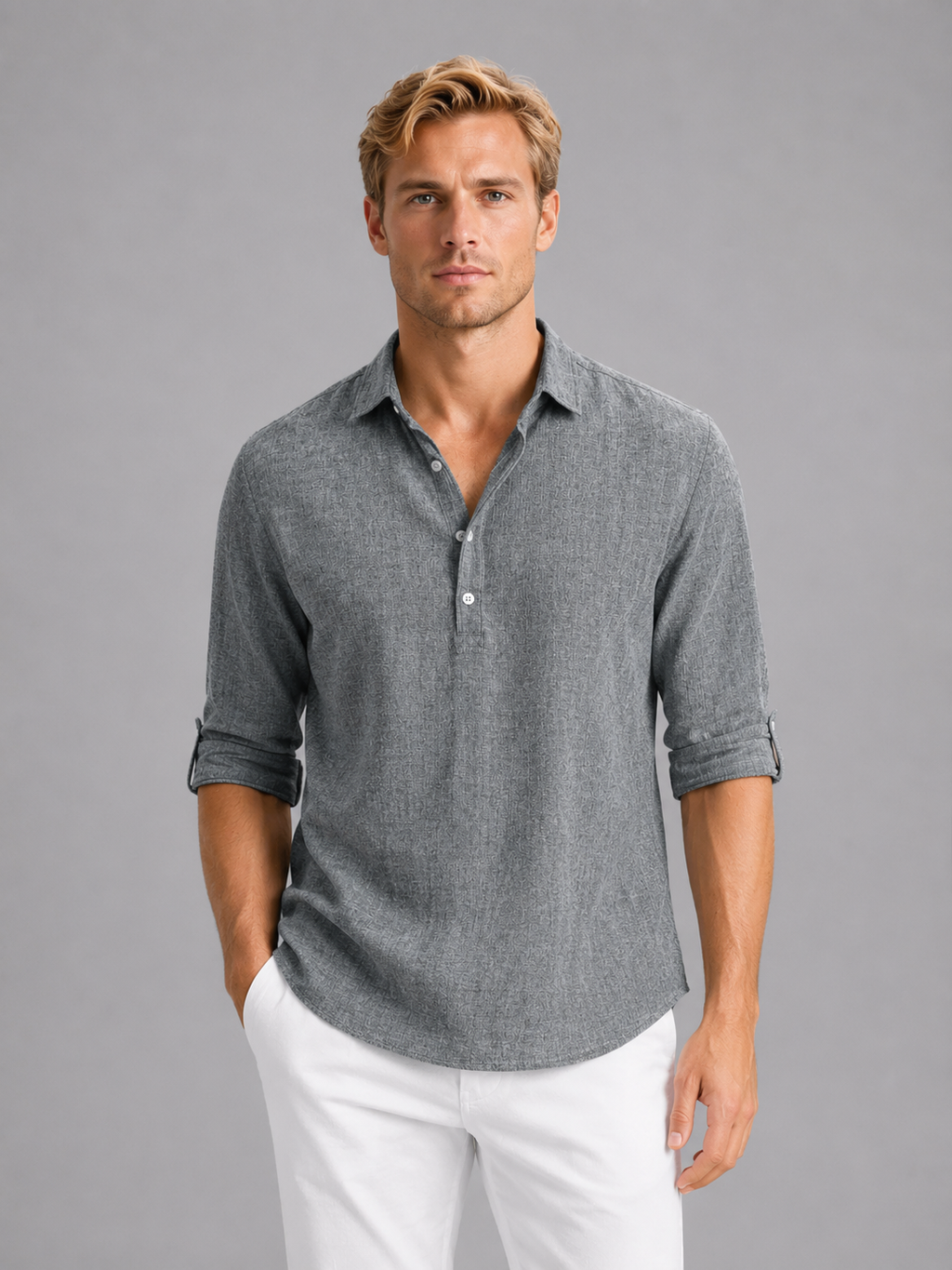 Percival | Men's Linen Look Long Sleeve Shirt