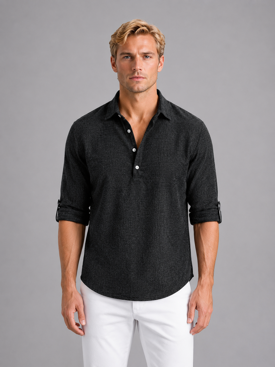 Percival | Men's Linen Look Long Sleeve Shirt
