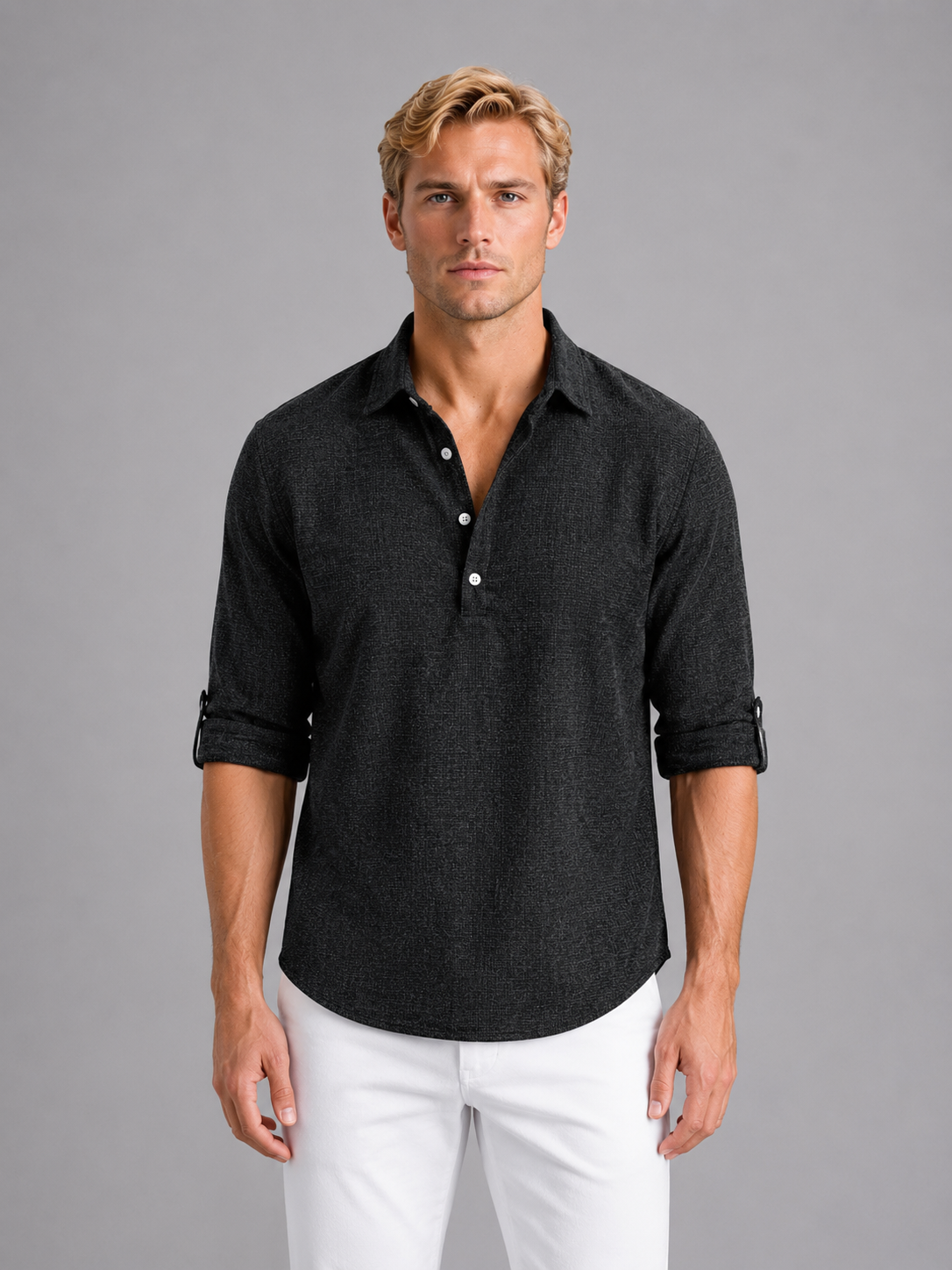 Percival | Men's Linen Look Long Sleeve Shirt