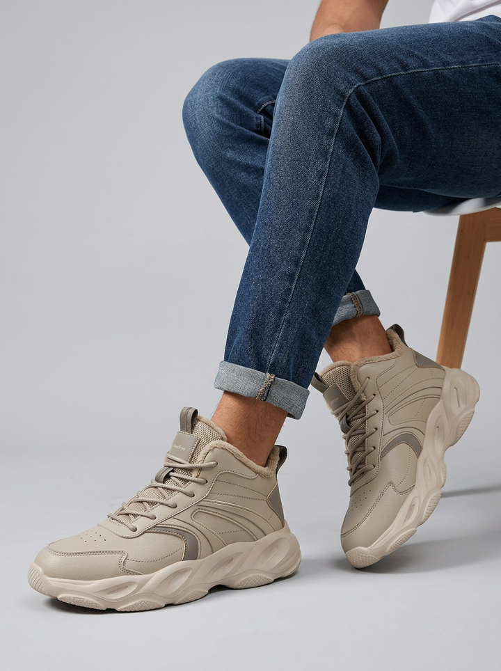 Men's High Top Running Shoes With Chunky Sole For Gym Training