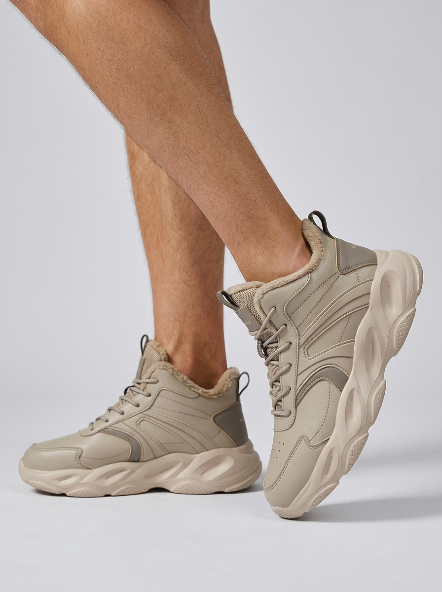 Men's High Top Running Shoes With Chunky Sole For Gym Training