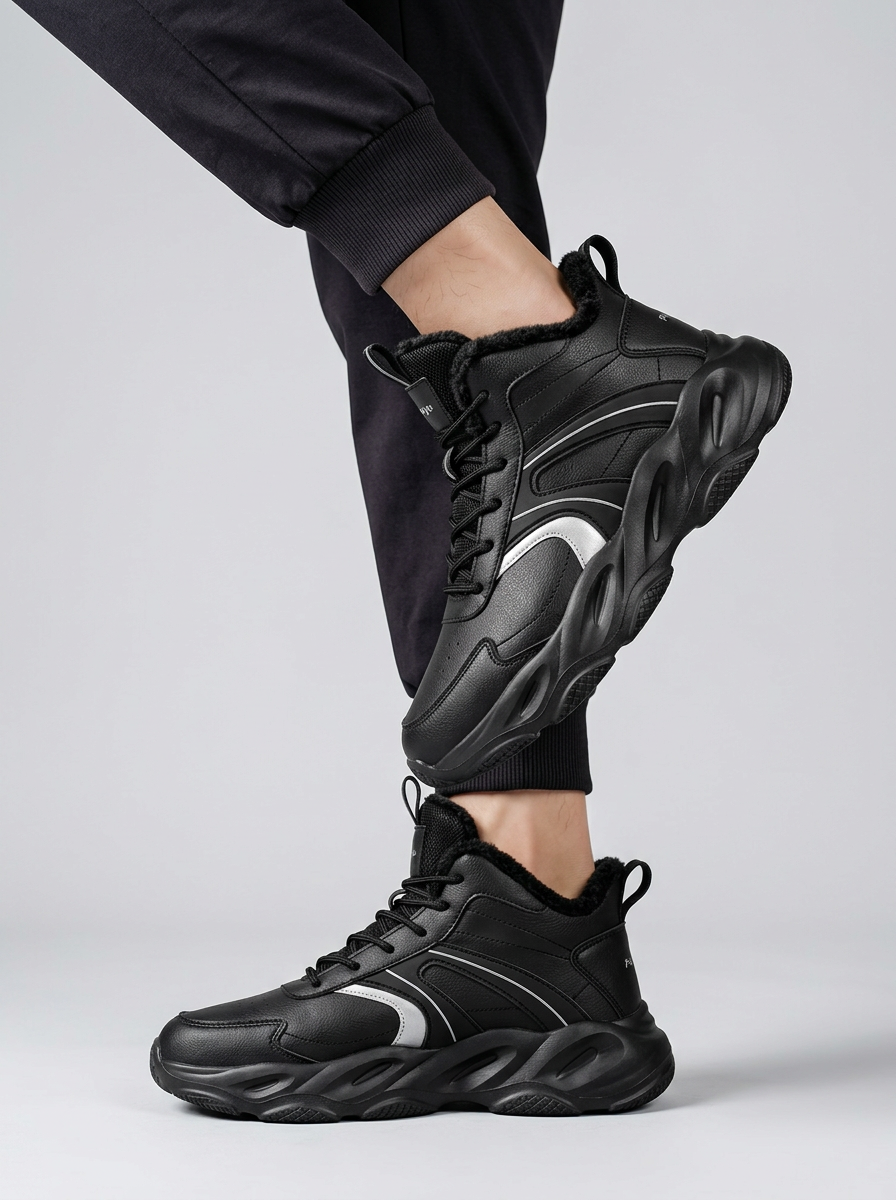 Men's High Top Running Shoes With Chunky Sole For Gym Training