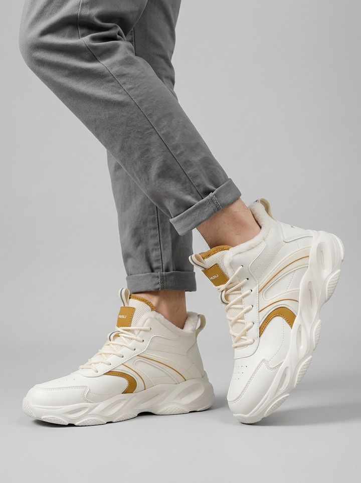 Men's High Top Running Shoes With Chunky Sole For Gym Training