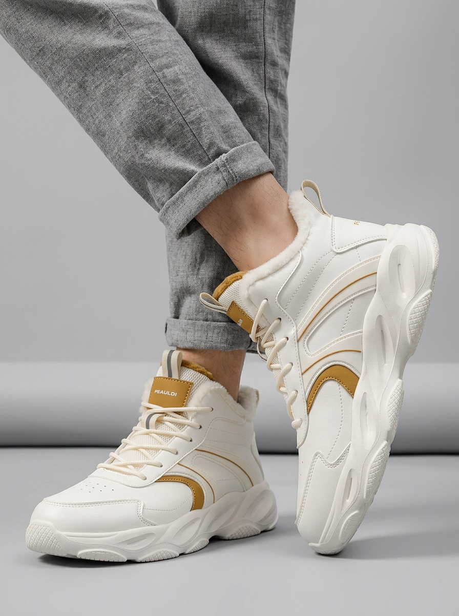 Men's High Top Running Shoes With Chunky Sole For Gym Training