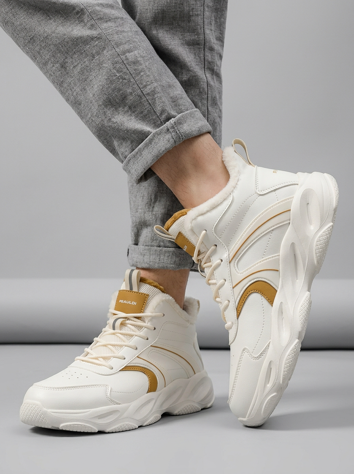 Men's High Top Running Shoes With Chunky Sole For Gym Training
