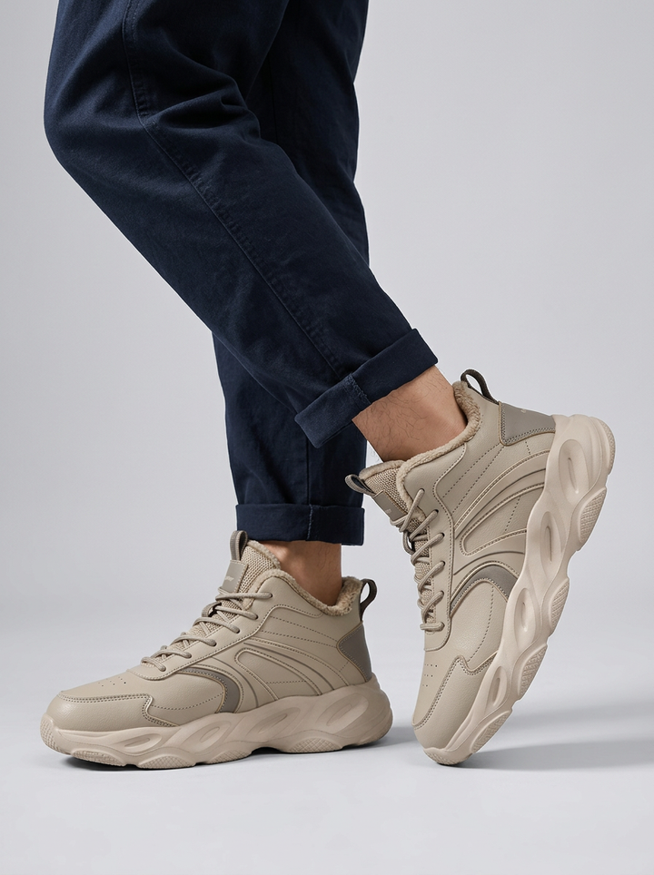 Men's High Top Running Shoes With Chunky Sole For Gym Training