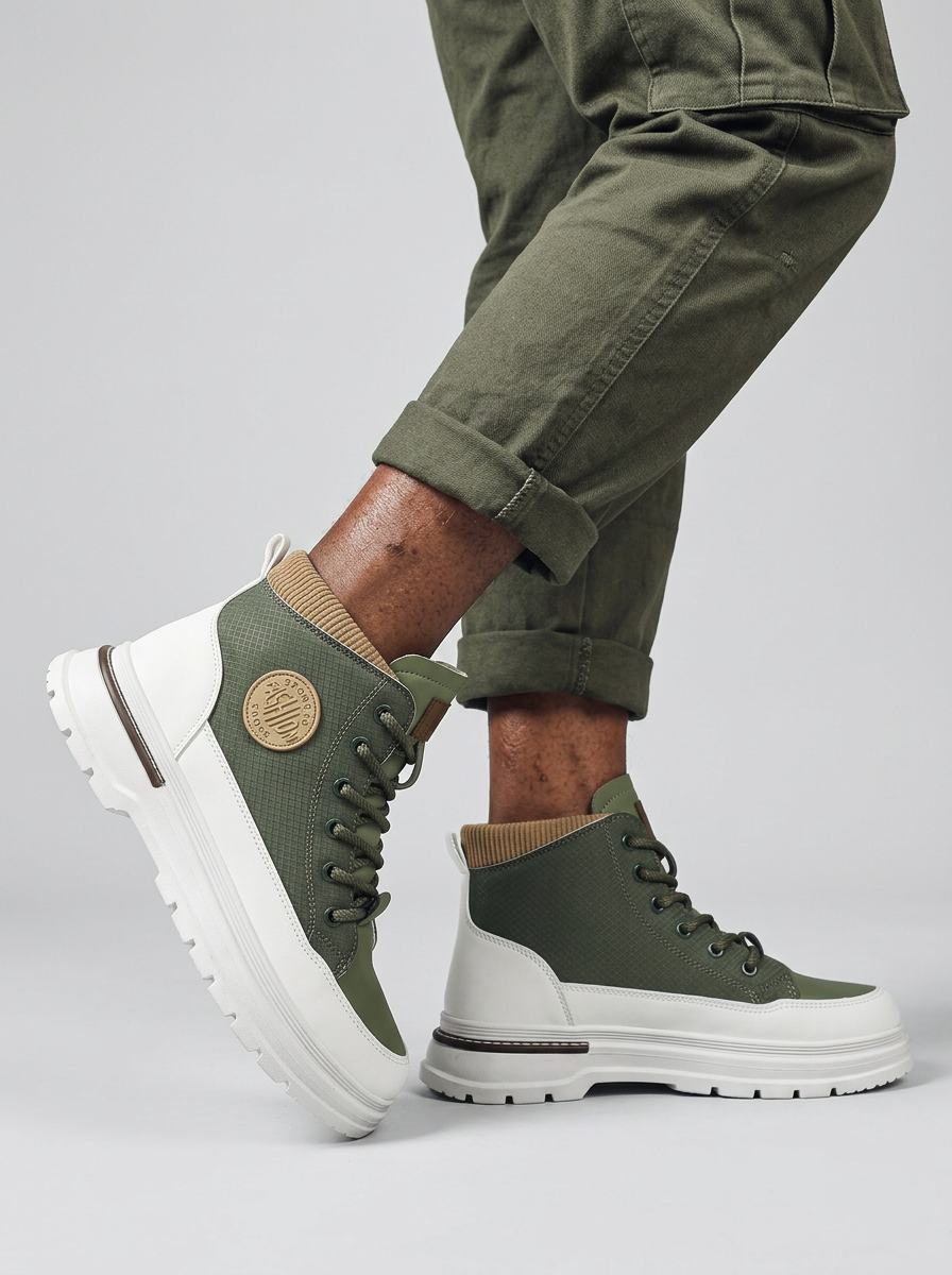 Mens High Top Shoes Lace Up Platform Chunky Sole Streetwear Sneakers
