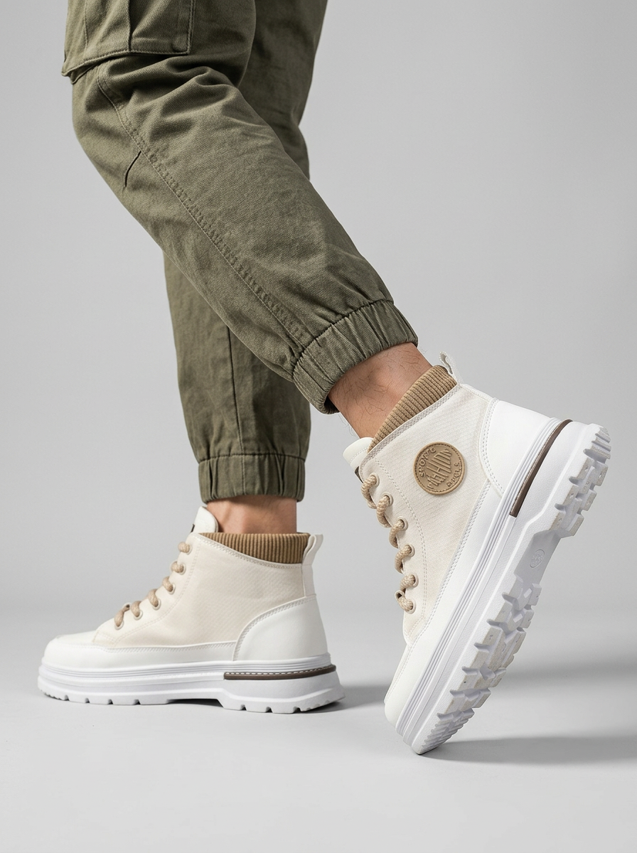 Mens High Top Shoes Lace Up Platform Chunky Sole Streetwear Sneakers