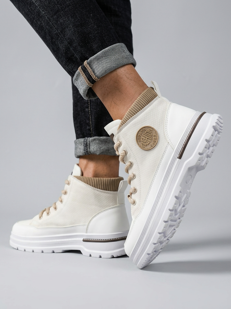 Mens High Top Shoes Lace Up Platform Chunky Sole Streetwear Sneakers