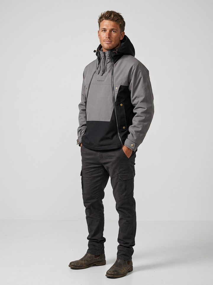 Men Hooded Rain Jacket Colour Block