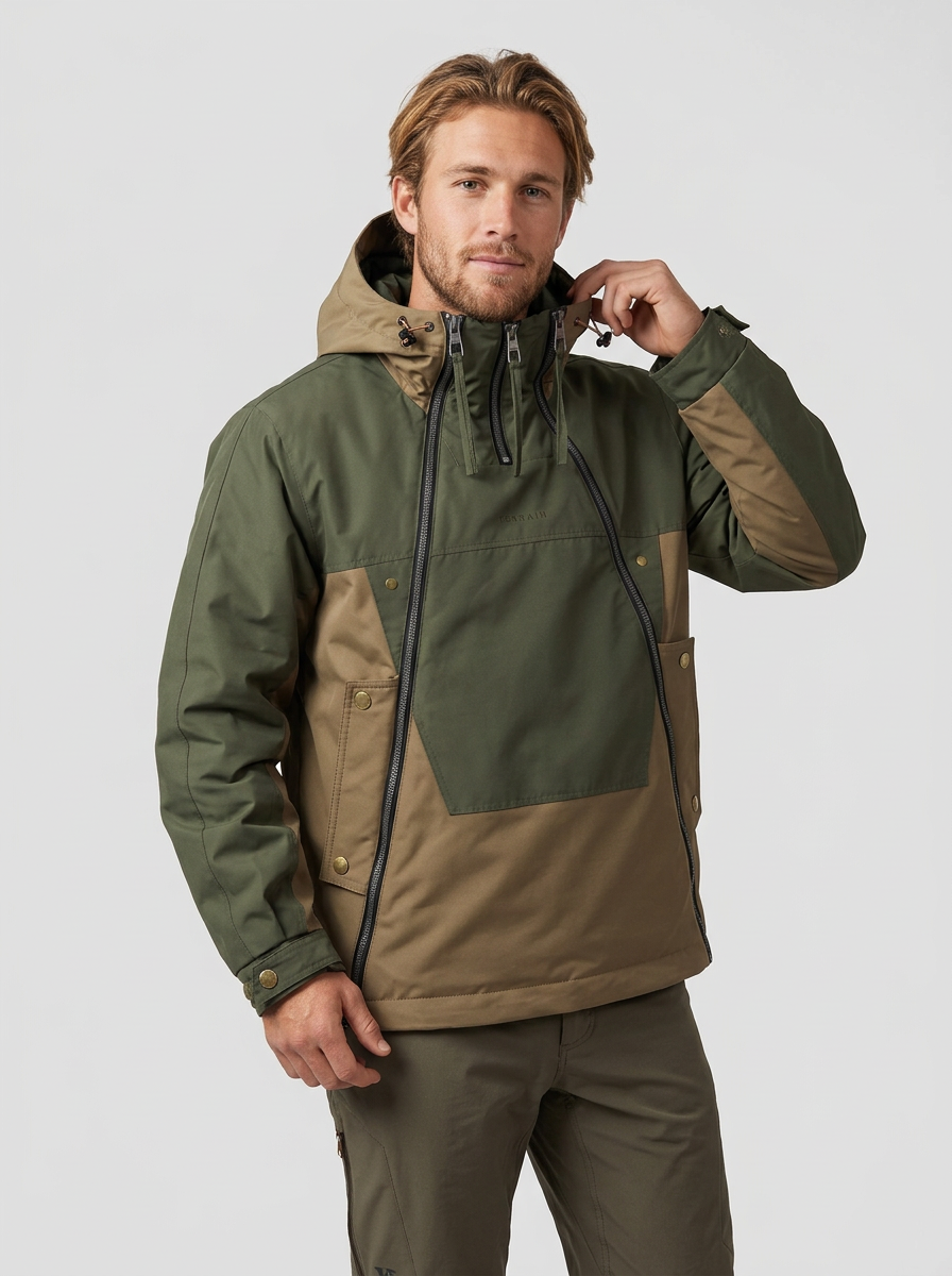 Men Hooded Rain Jacket Colour Block