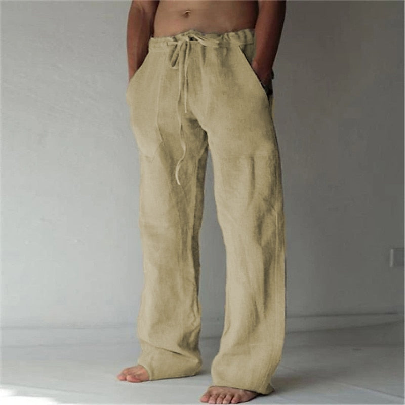 Men's Lightweight Linen Trousers | Long Fit