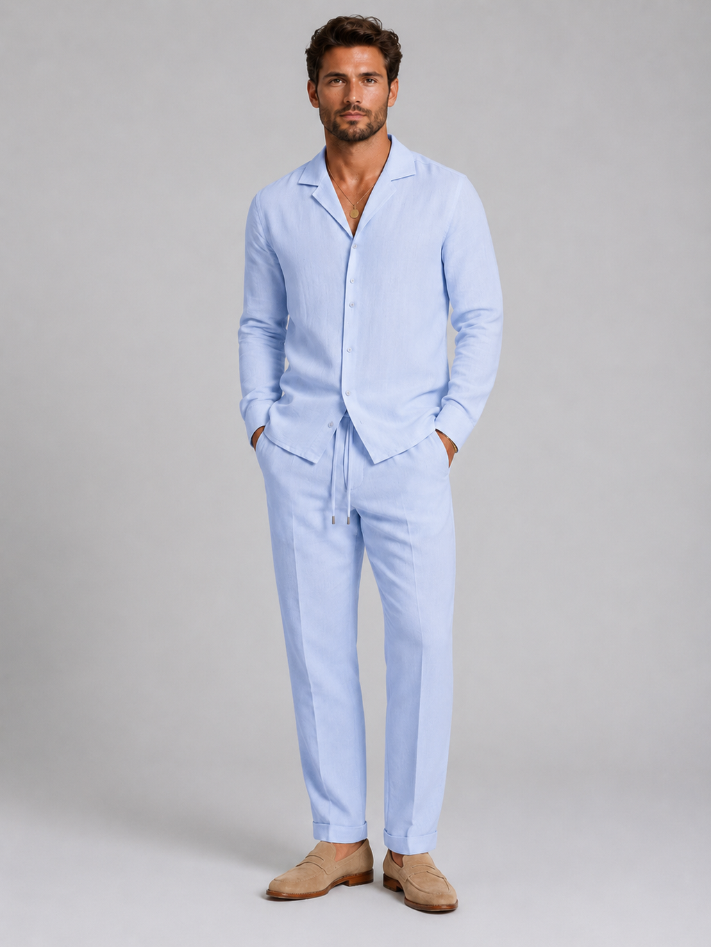 Malcolm | Men's Linen Style Shirt and Trouser Set