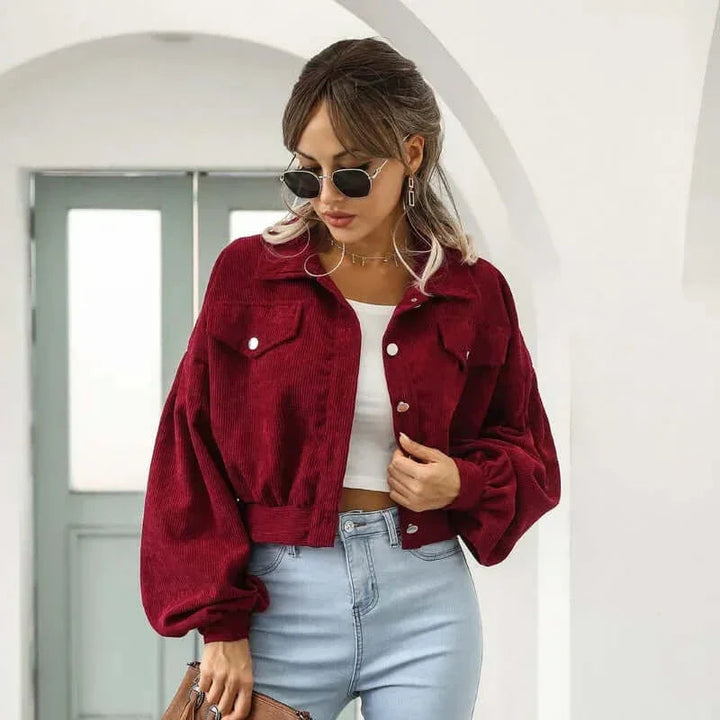 Women’s Corduroy Cropped Overshirt with Boxy Fit